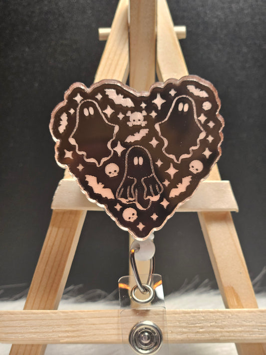 Ghost With Bats Mirrored Badge