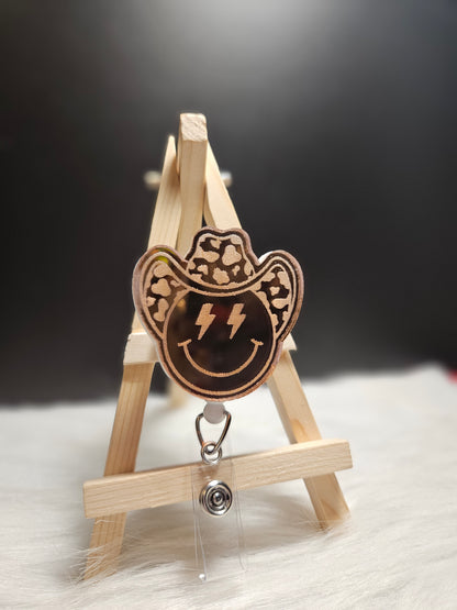 Mirrored reflective acrylic badge reel for ID badges
