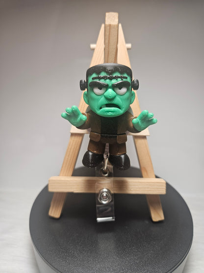 Frankenstein Badge Reel - 3D Printed Retractable ID Holder for Nurses & Halloween Lovers