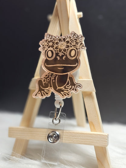 Mirrored reflective acrylic badge reel for ID badges
