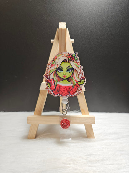 Grinch Girl Badge Reel