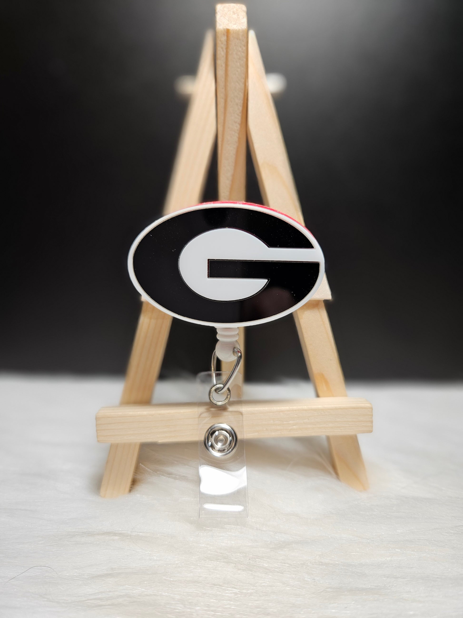 Georgia Bulldogs UGA badge reel with retractable ID holder
