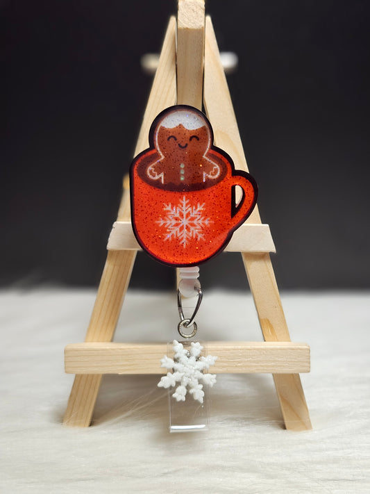Christmas Gingerbread Man Badge Reel