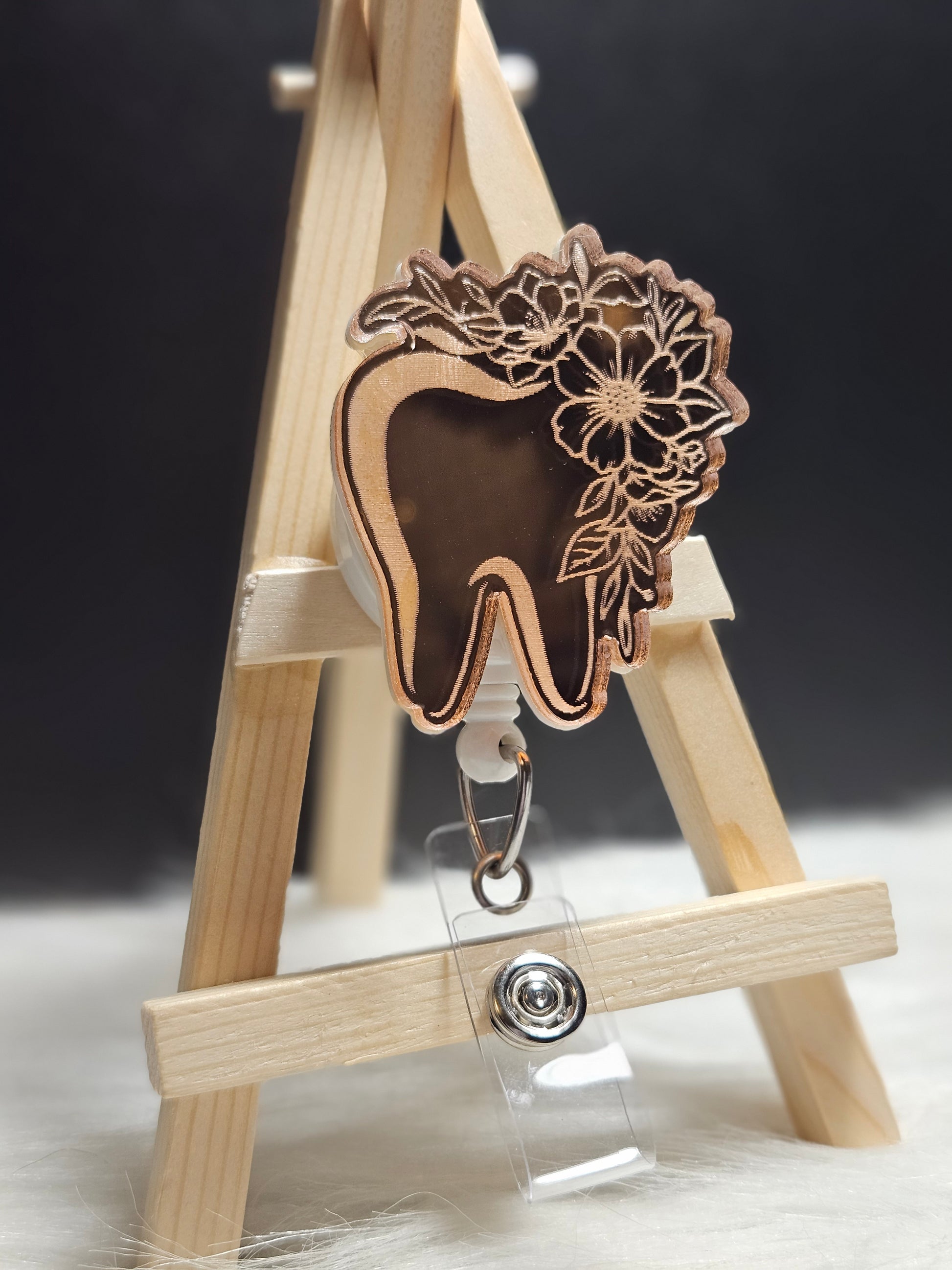 Mirrored reflective acrylic badge reel for ID badges
