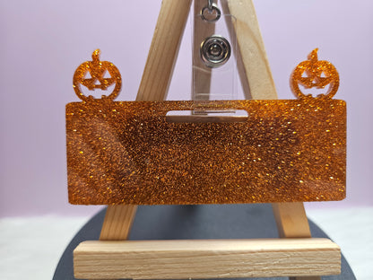Badge Buddy Topper Glitter Pumpkins