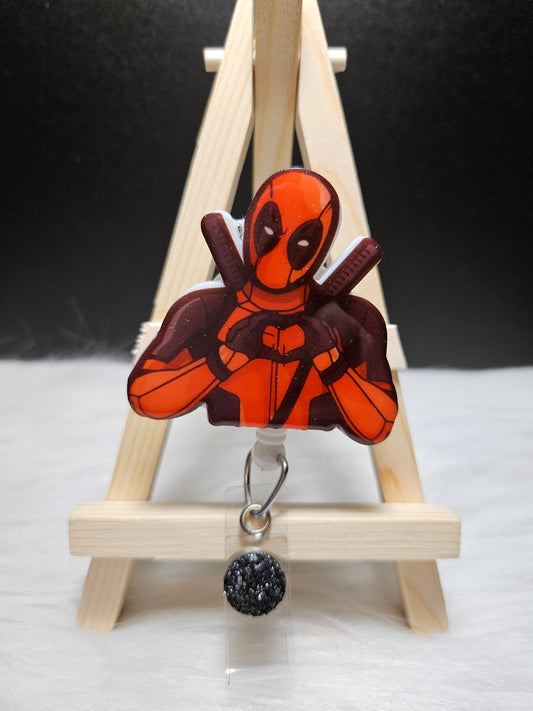 Deadpool Marvel superhero badge reel with retractable cord
