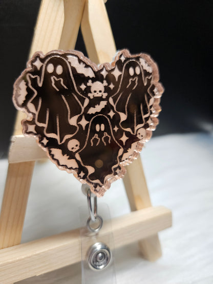 Naughty Ghost Mirrored Badge Reel