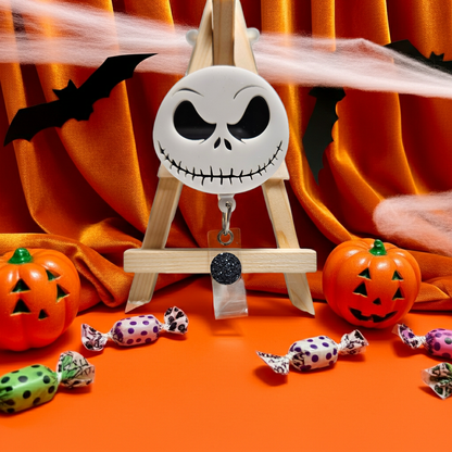 Jack Skellington face badge reel from Nightmare Before Christmas