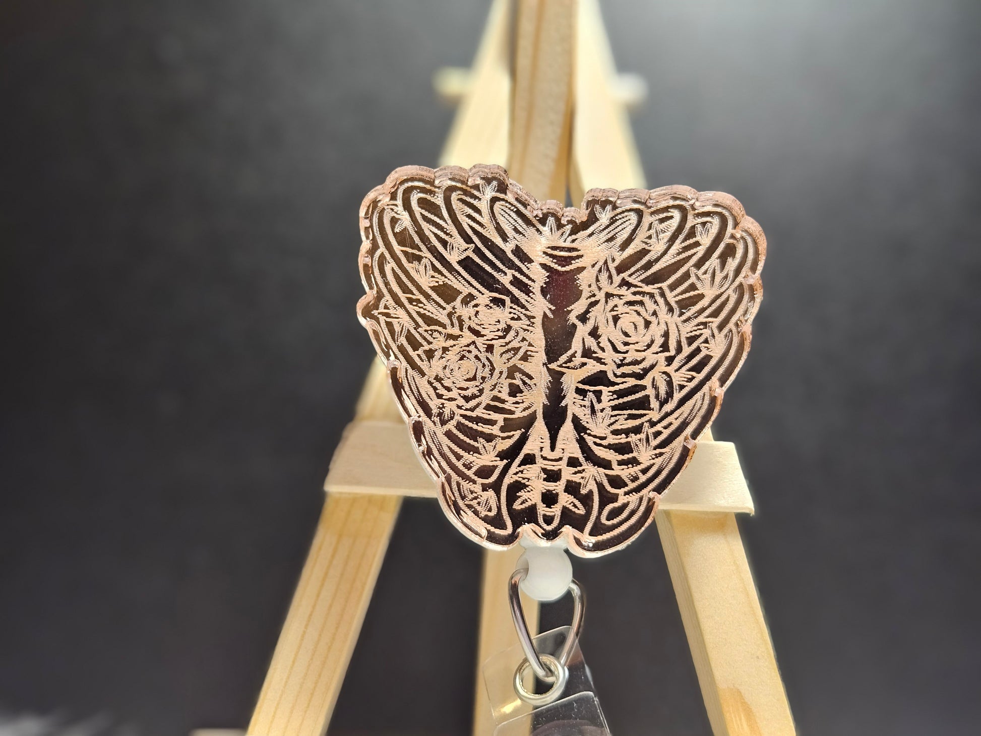 Mirrored reflective acrylic badge reel for ID badges
