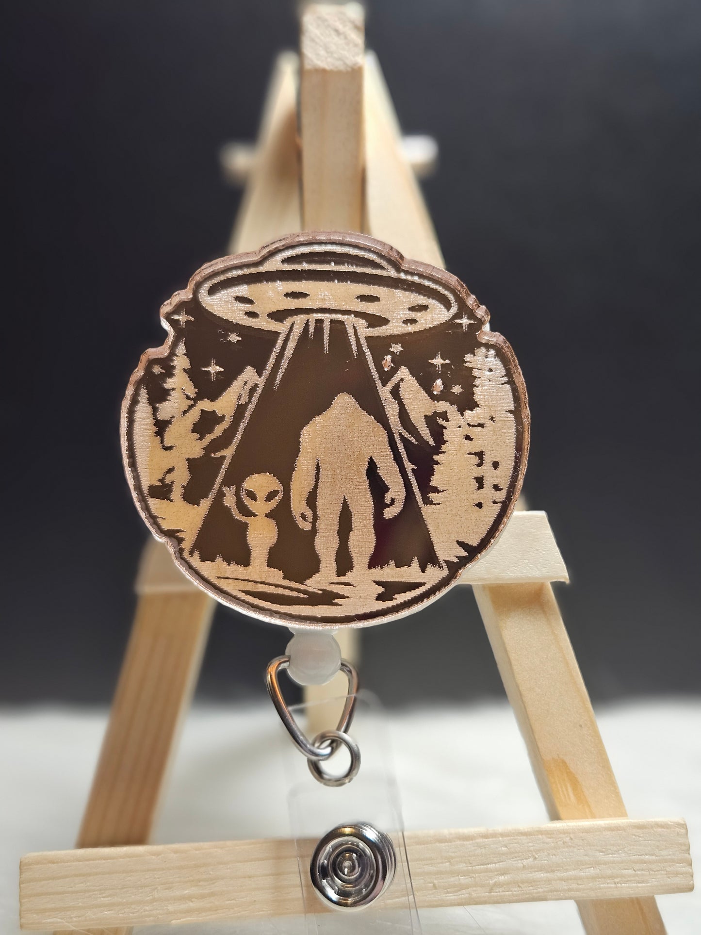 Mirrored reflective acrylic badge reel for ID badges
