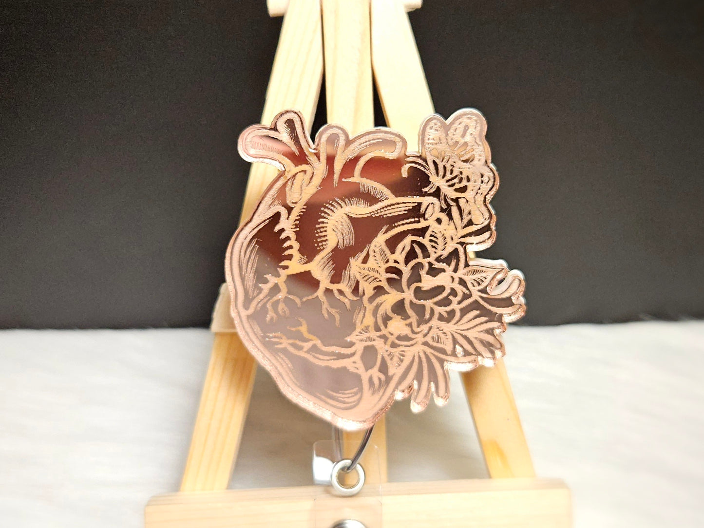 Mirrored reflective acrylic badge reel for ID badges
