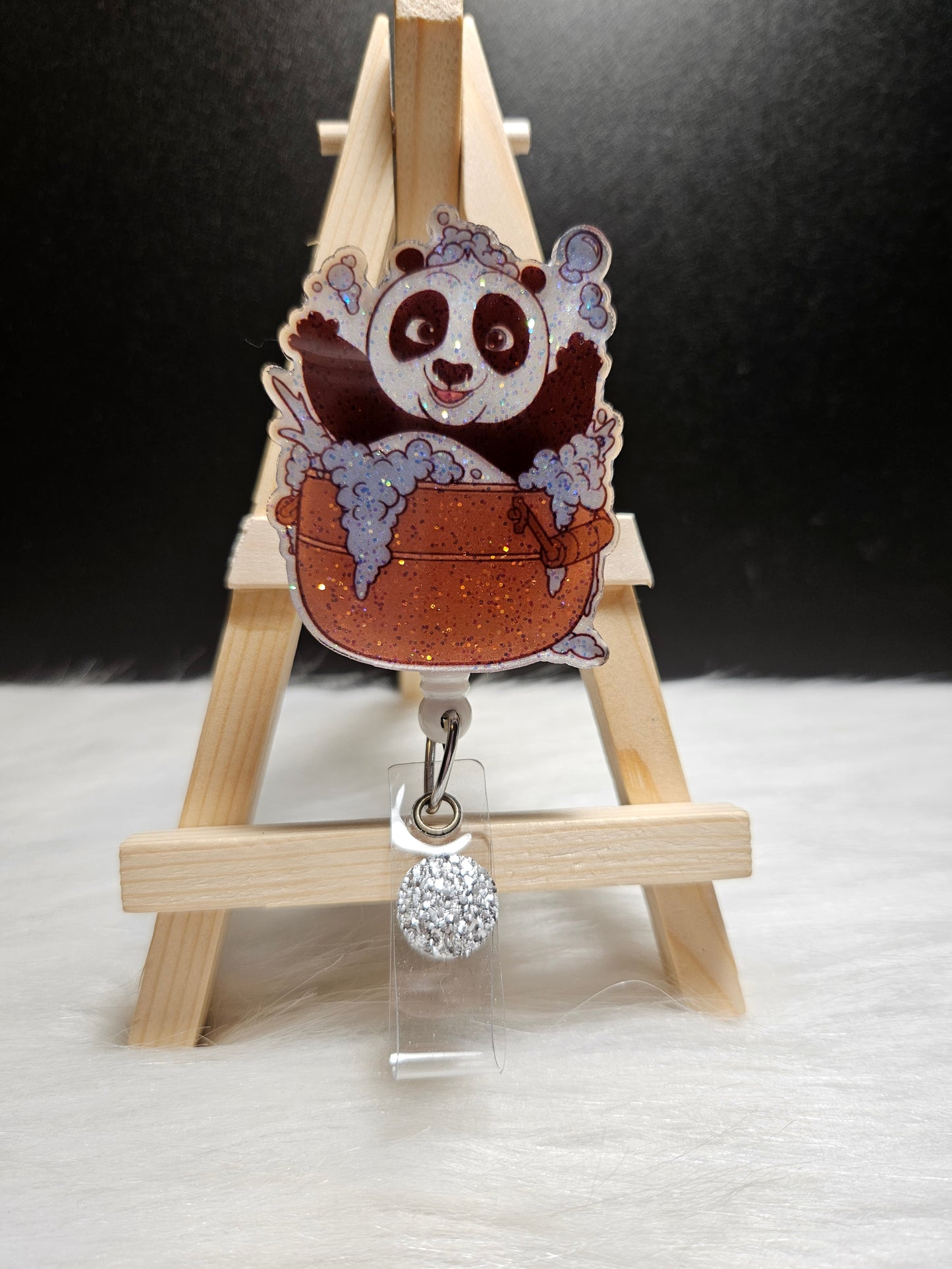 Panda In Bubbles Badge Reel-Retractable ID holder