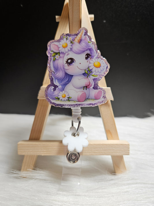 Unicorn with daisy Badge Reel