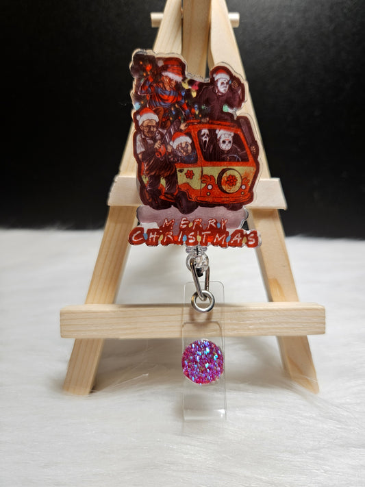 Merry Christmas Scary Characters Badge Reel