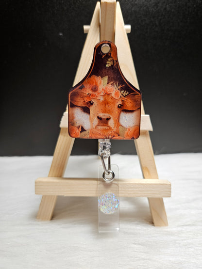 Cow Tag Badge Reel