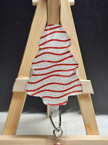 Christmas Tree Snack Cake Badge Reel