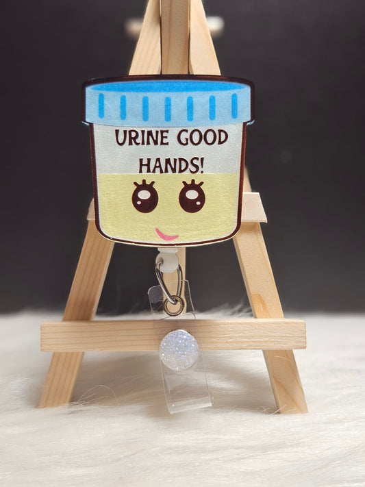 Urine Good Hands Badge Reel