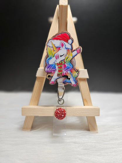 Dancing Christmas Unicorn Badge Reel