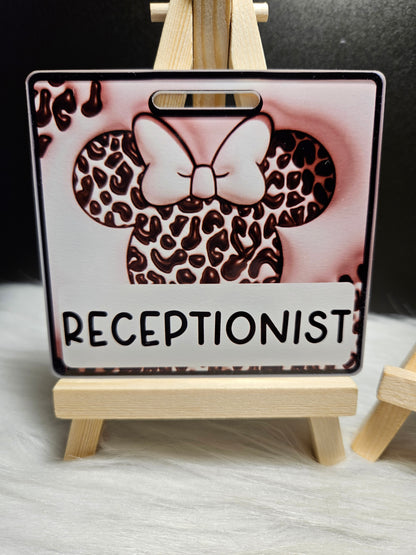 Badge Buddy-Minnie Mouse Leopard Print