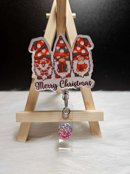 Merry Christmas Gnomes Badge Reel