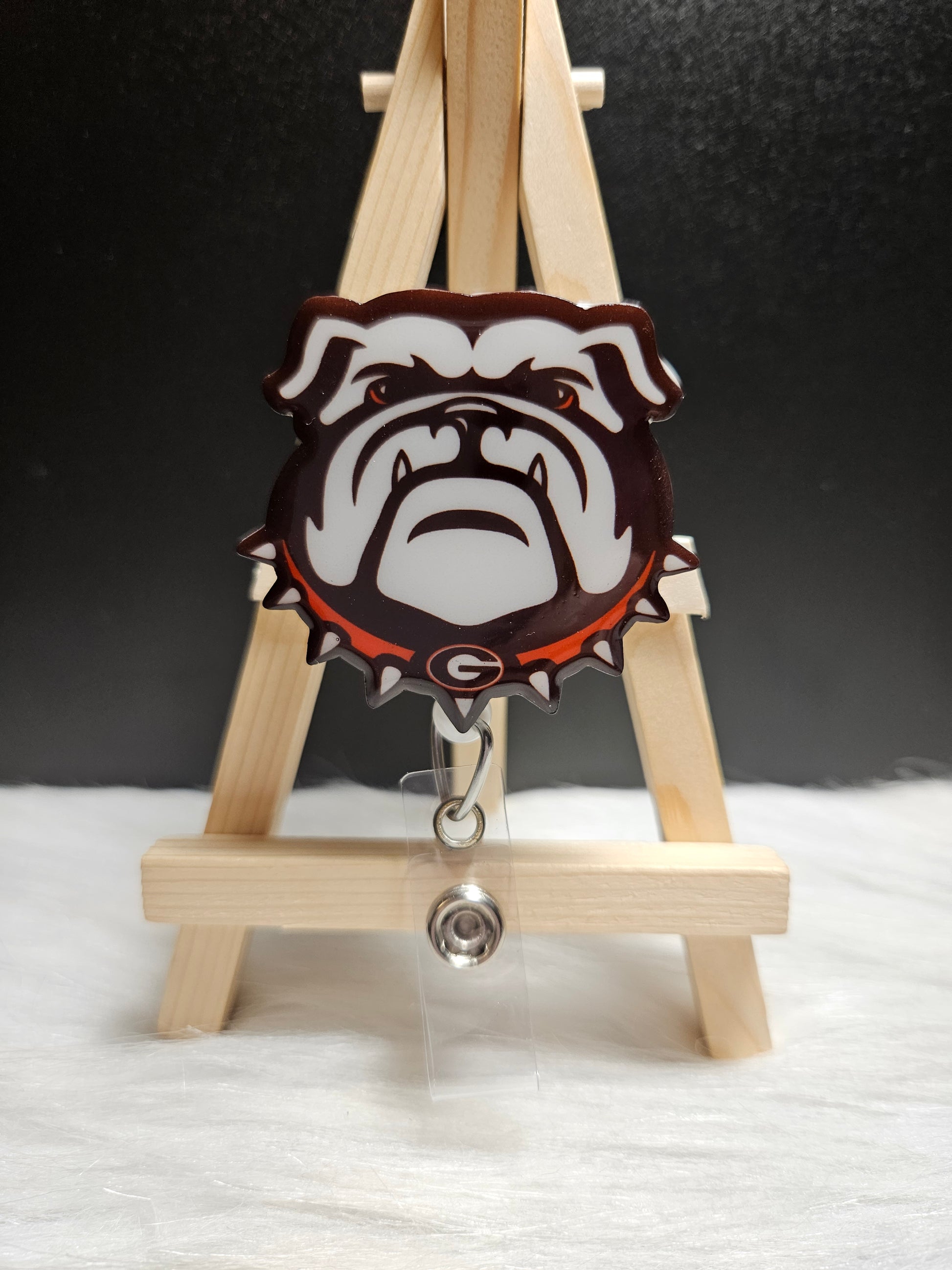 Georgia Bulldogs UGA badge reel with retractable ID holder
