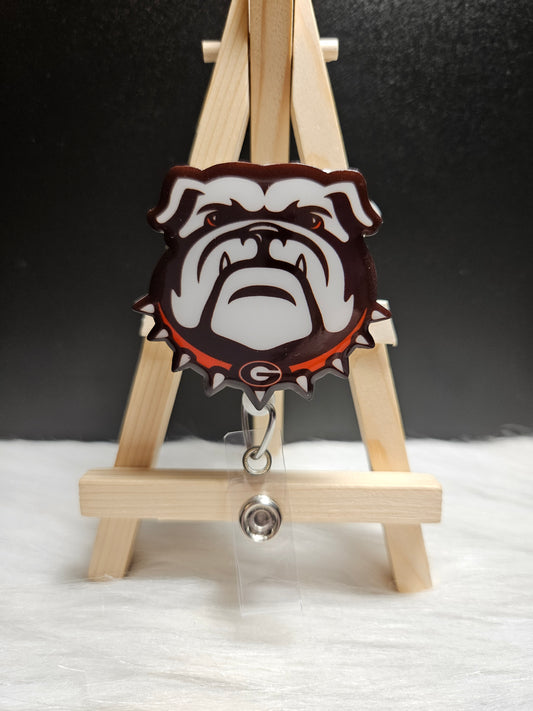 Georgia Bulldogs UGA badge reel with retractable ID holder
