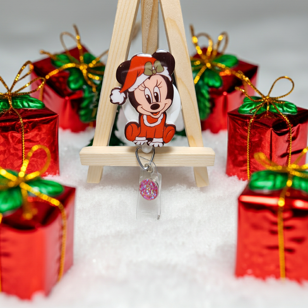 Baby Christmas Mouse Badge Reel