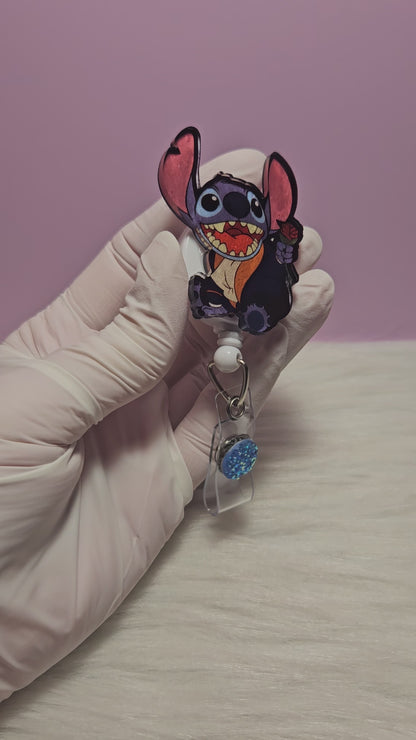 Stitch Badge Reel - Disney Lilo & Stitch Retractable ID Holder for Nurses