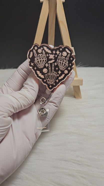Skeleton Hands Mirrored Badge