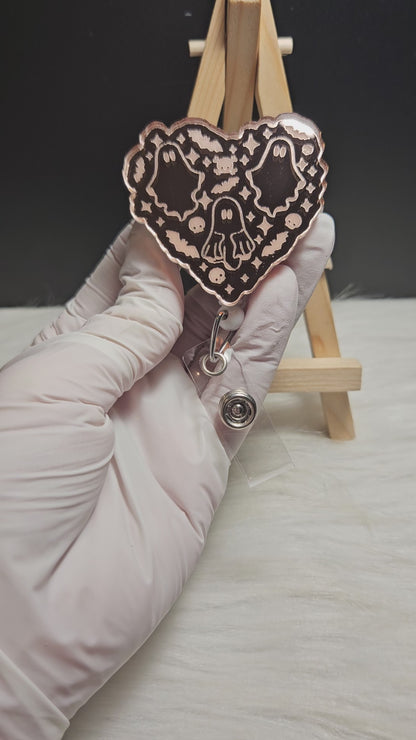 Ghost With Bats Mirrored Badge