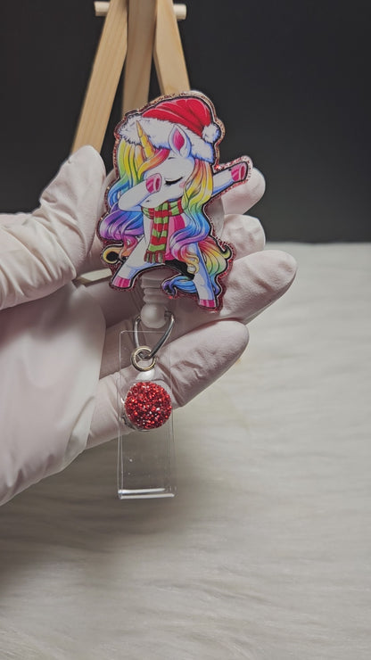 Dancing Christmas Unicorn Badge Reel
