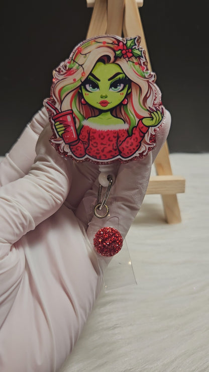 Grinch Girl Badge Reel