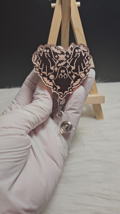 Naughty Ghost Mirrored Badge Reel