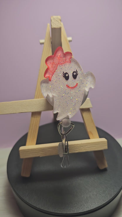 Ghost With Bow Badge Reel