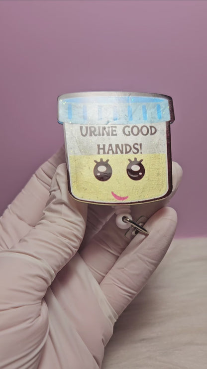 Urine Good Hands Badge Reel