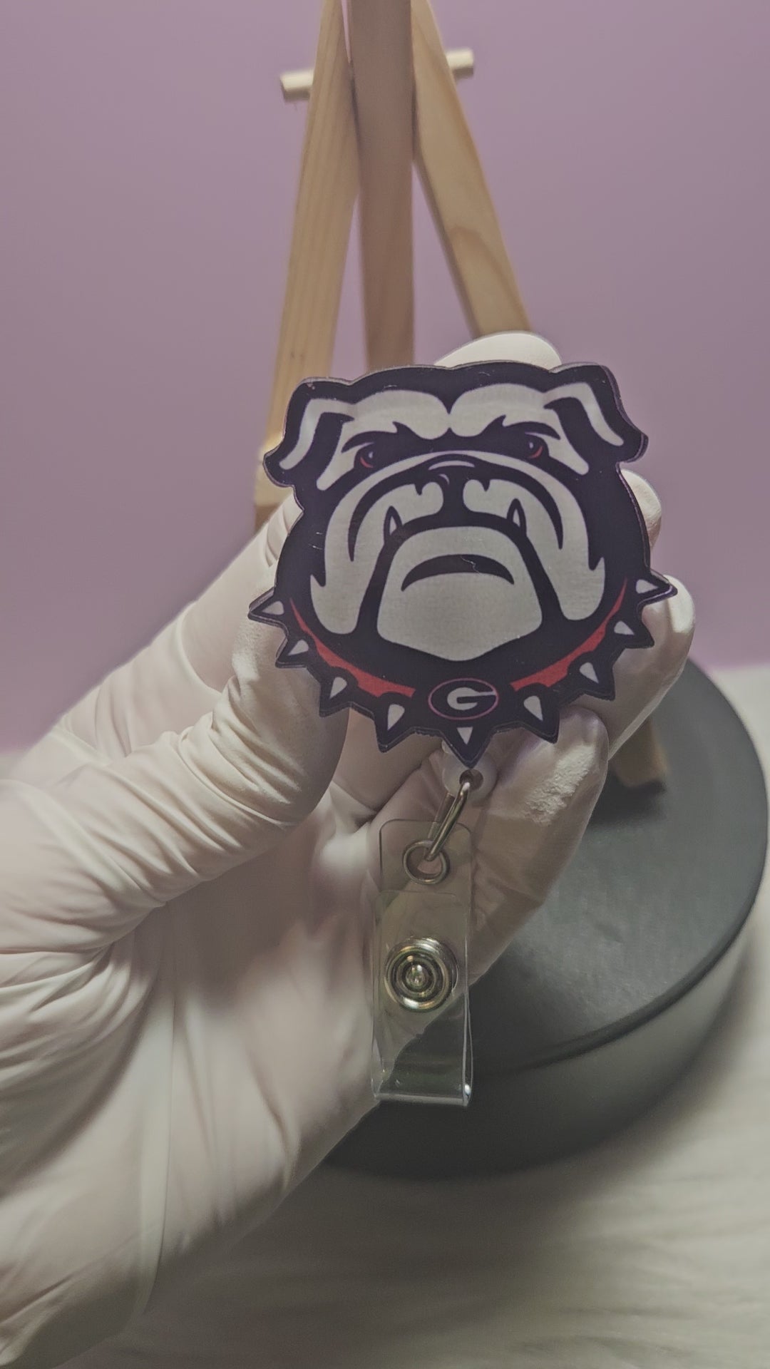 Georgia Bulldogs UGA badge reel with retractable ID holder
