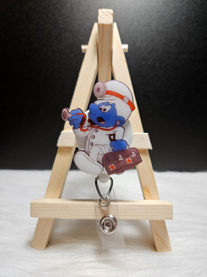 Smurfs Badge Reel - Retractable ID Holder for Nurses & Medical Staff