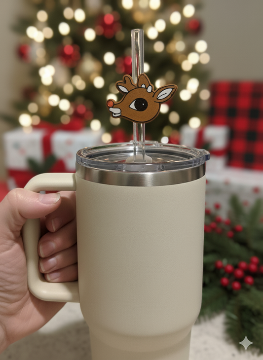 Straw Topper Rudolph