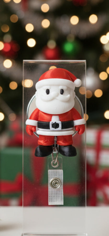 3D Printed Santa Badge Reel - Jolly Christmas Style
