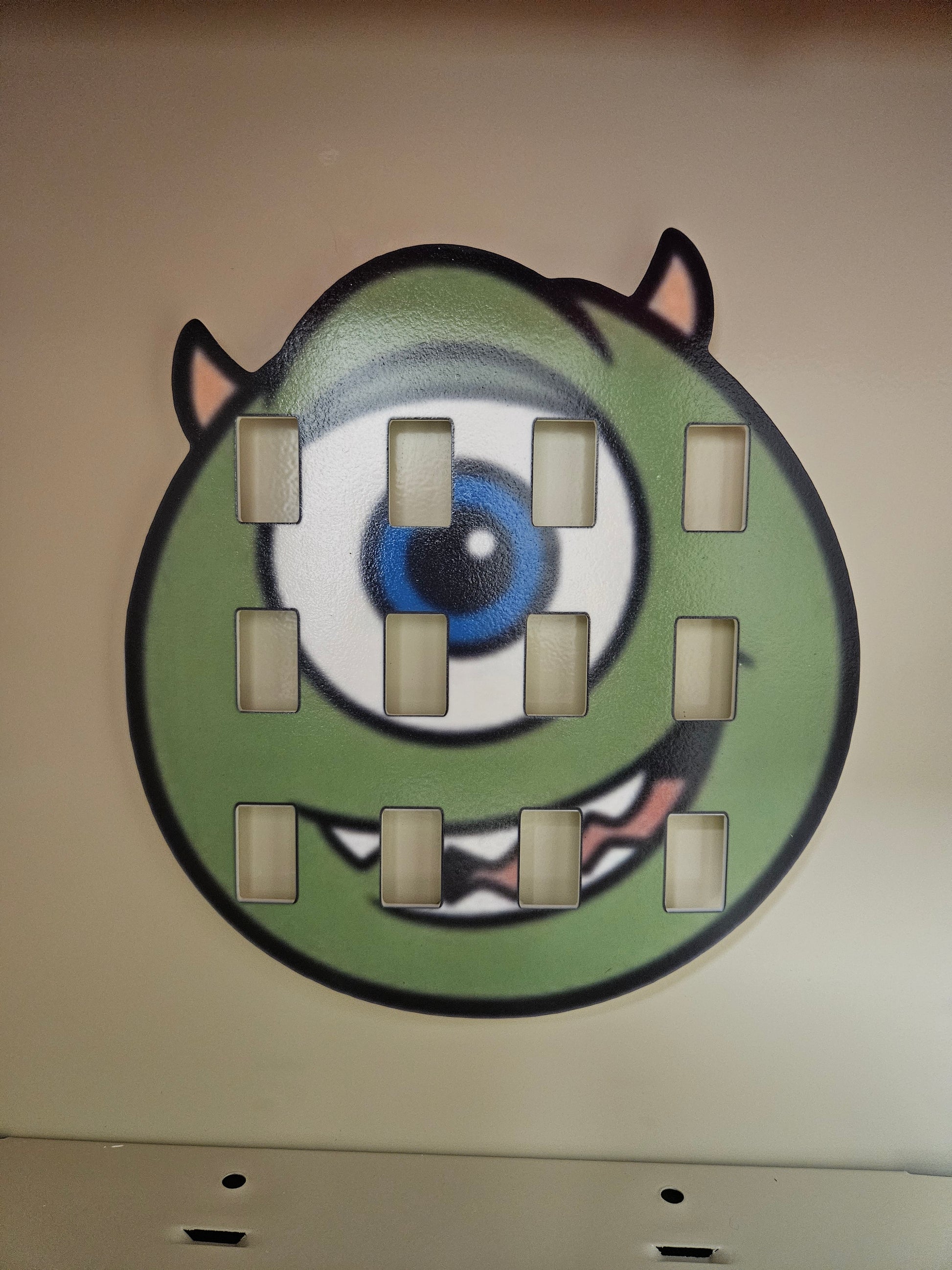 Monster Inc badge reel storage board for locker