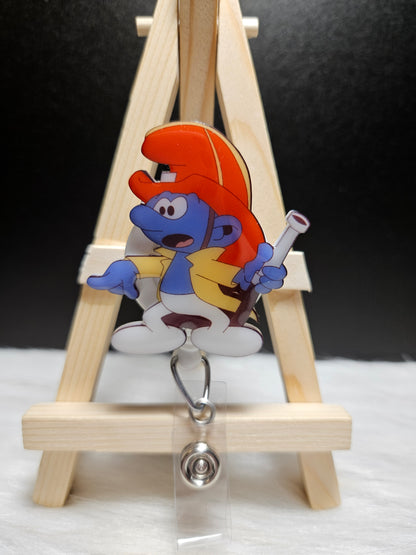 Smurfs Badge Reel - Retractable ID Holder for Nurses & Medical Staff