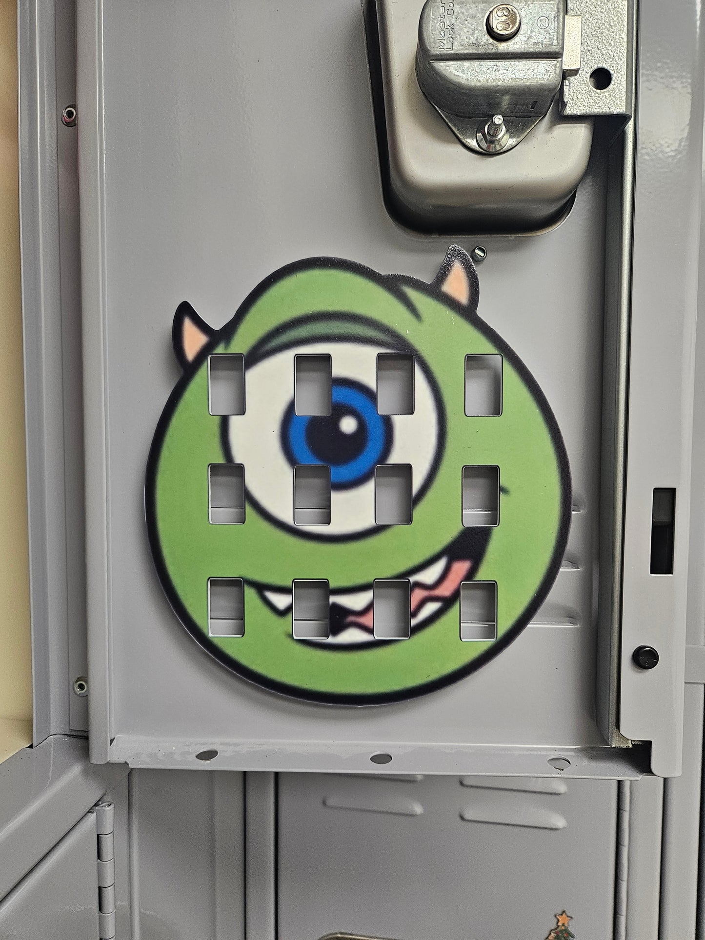 Monster Inc badge reel storage board for locker