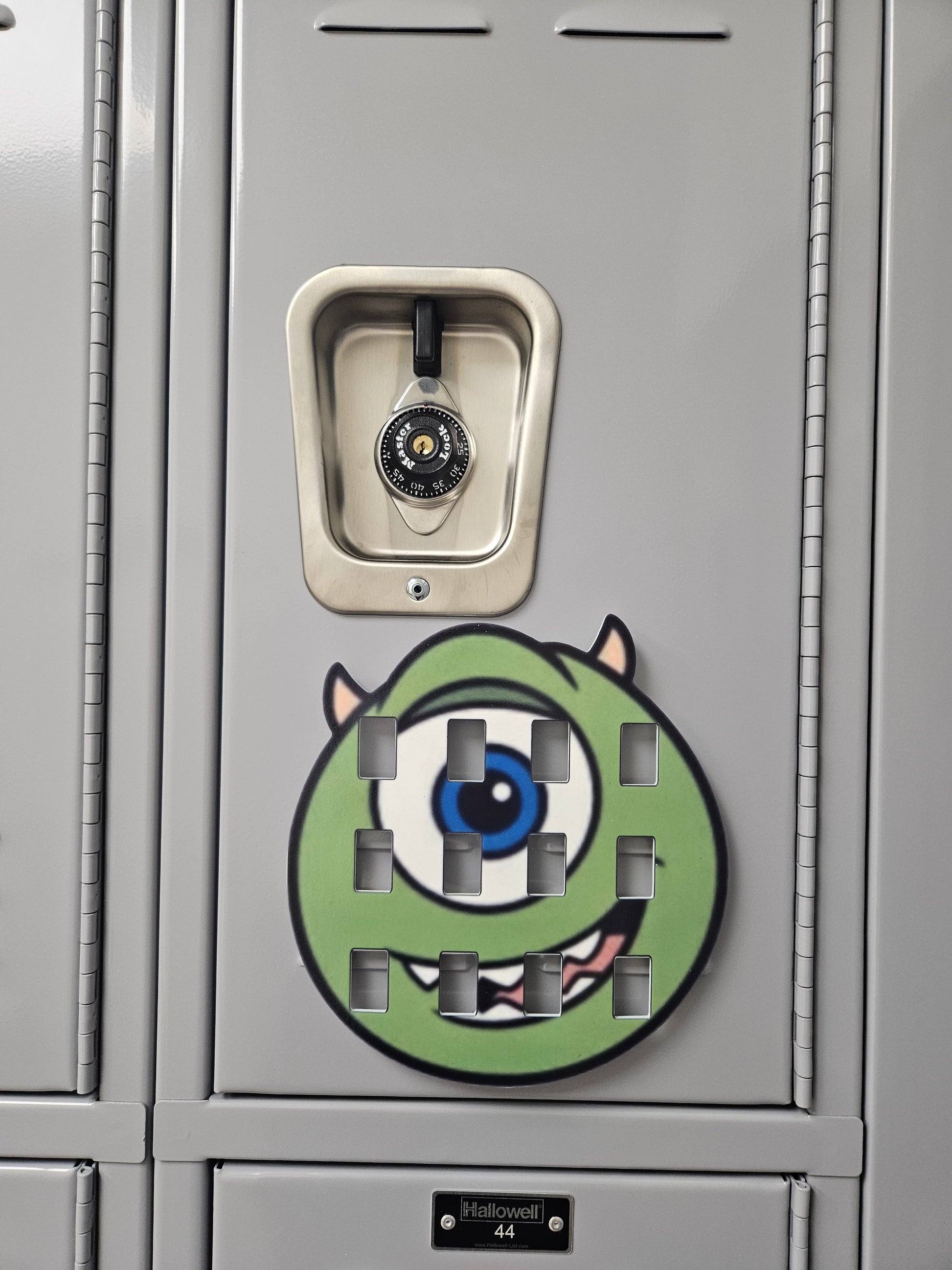 Monster Inc badge reel storage board for locker