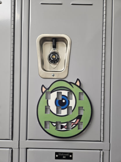 Monster Inc badge reel storage board for locker
