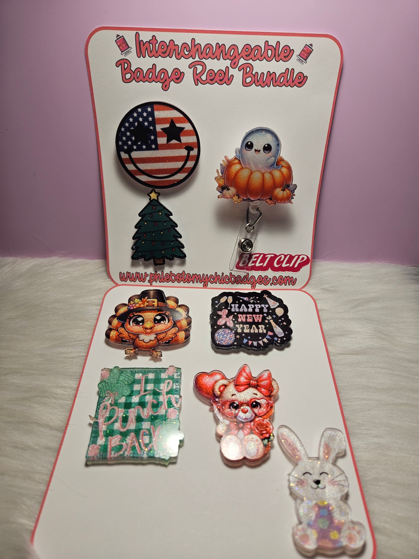 Interchangeable Holiday Badge Reel Set