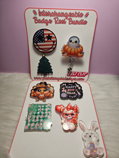 Interchangeable Holiday Badge Reel Set
