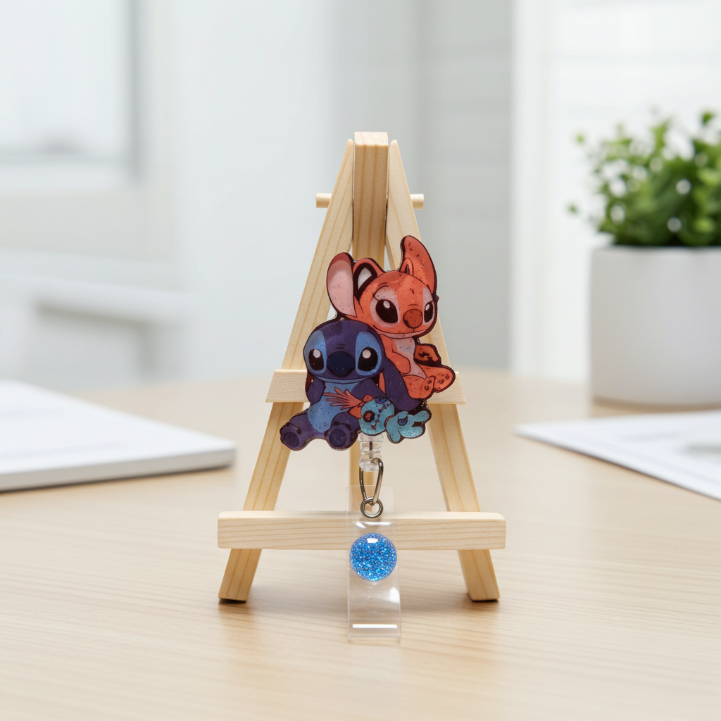 Angel And Stitch Badge Reel